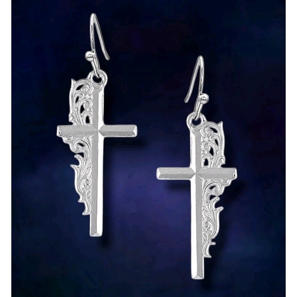 MONTANA SILVERSMITHS‎ Fine Silver Filigree Cross Earrings - Retail $60 - NEW NIB